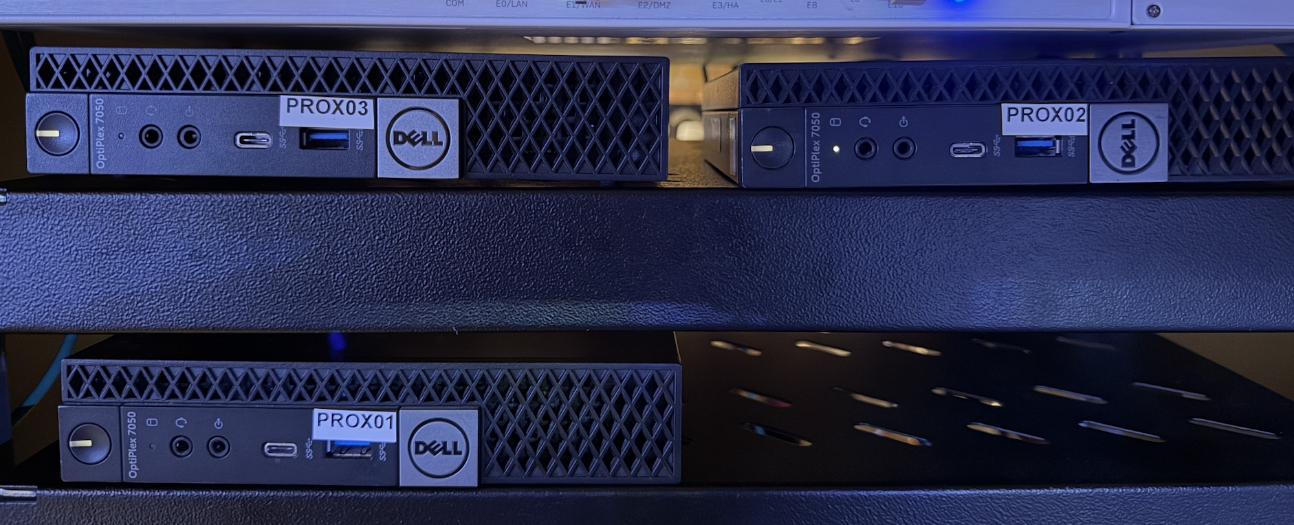 Die drei Proxmox-Knoten des Clusters prox-cl01